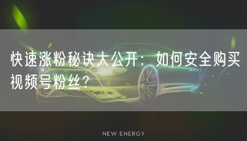 快速涨粉秘诀大公开：如何安全购买视频号粉丝？