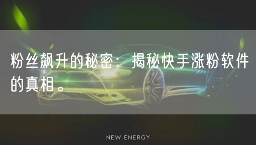 粉丝飙升的秘密：揭秘快手涨粉软件的真相。