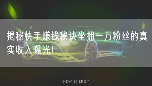 揭秘快手赚钱秘诀坐拥一万粉丝的真实收入曝光！