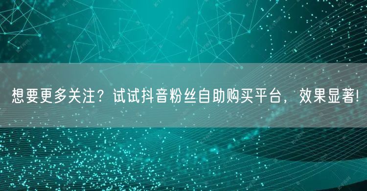 想要更多关注？试试抖音粉丝自助购买平台，效果显著!