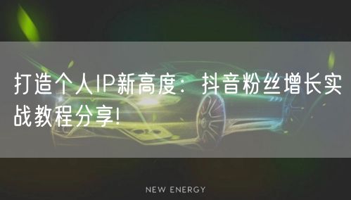 打造个人IP新高度：抖音粉丝增长实战教程分享!