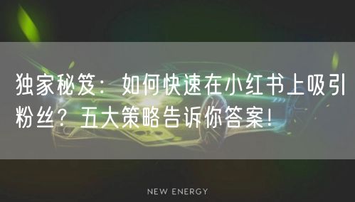 独家秘笈：如何快速在小红书上吸引粉丝？五大策略告诉你答案！